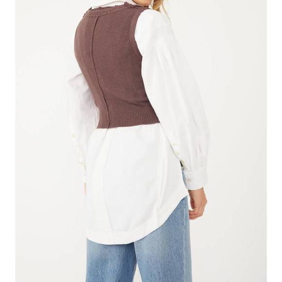 NEW FREE PEOPLE denson cable vest in black raisin - Picture 3 of 4